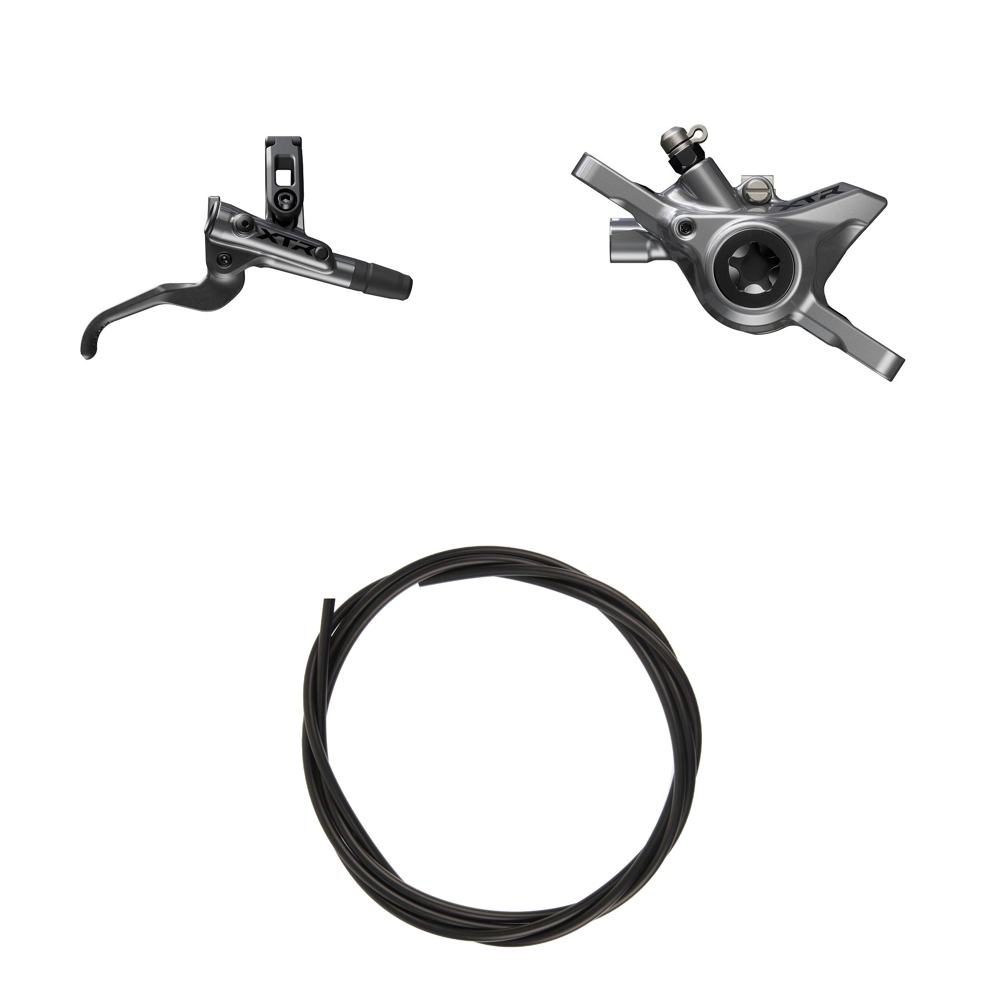 Kit Freno Disco Hidráulico Shimano XTR BR-M9200/BL-M9200 Trasero/Derecho Resina Sin Aletas/Adaptador Latiguillo 1700mm Negro