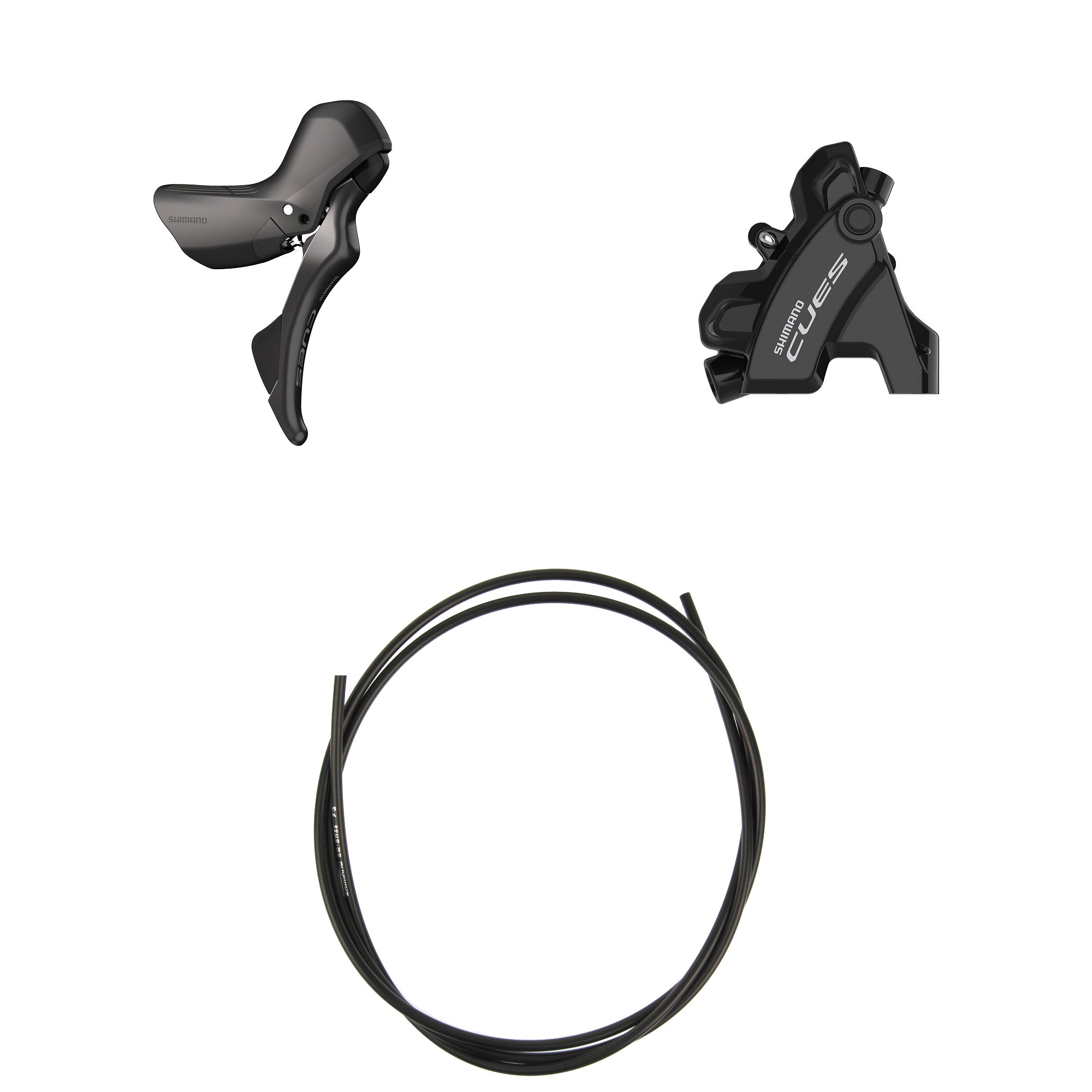 Kit Freno Disco Hidráulico Shimano Cues BR-U6030/ST-U6030 Trasero/Derecho Resina Sin Aletas/Adaptador Latiguillo 1700mm Negro