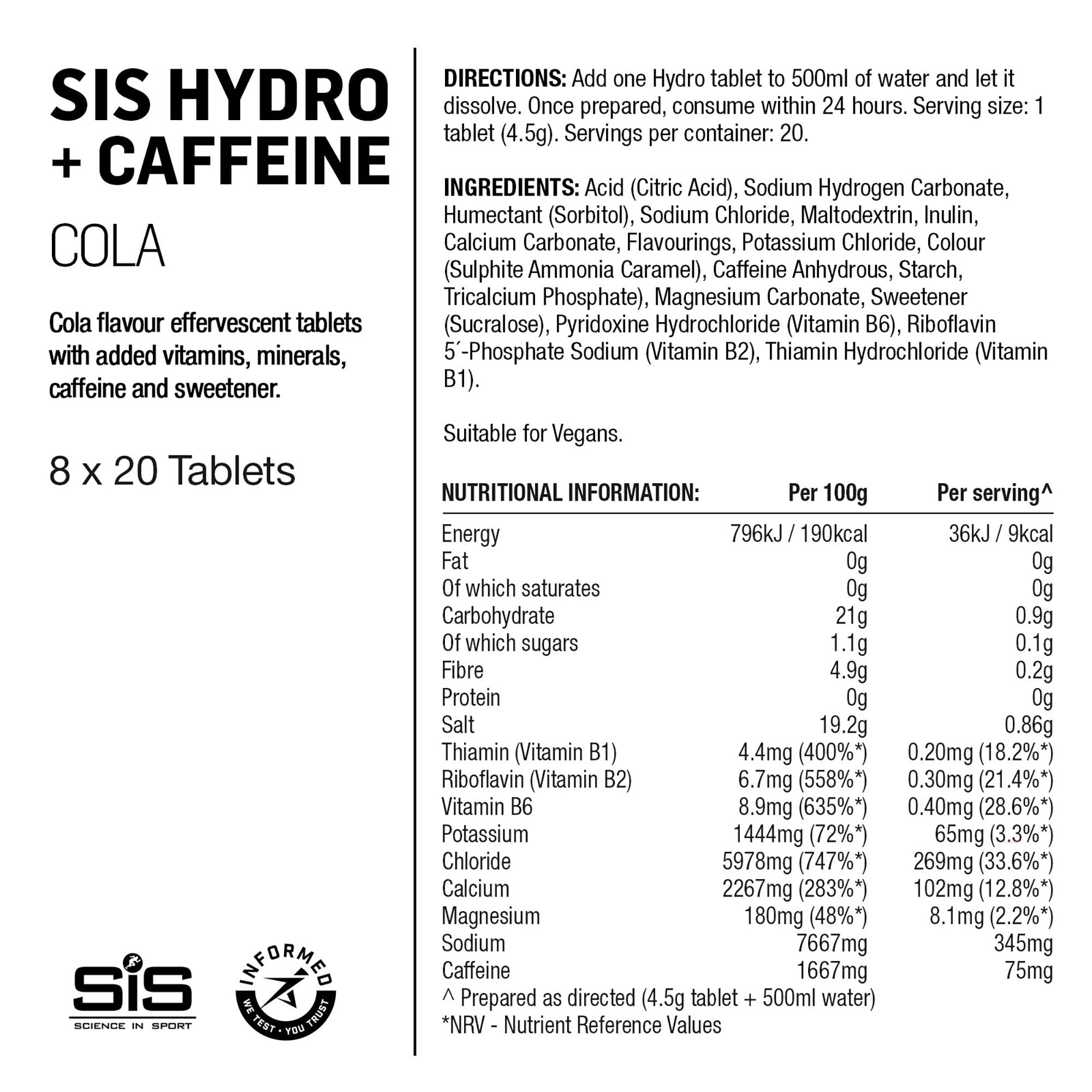 SIS GO Hidratación Tableta 20x4.5g Cola/Cafeína #3