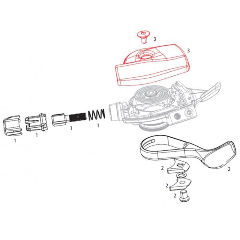 Kit Carcasa Mando Cambio Sram XX1 Trigger Derecho Tornillos Negro