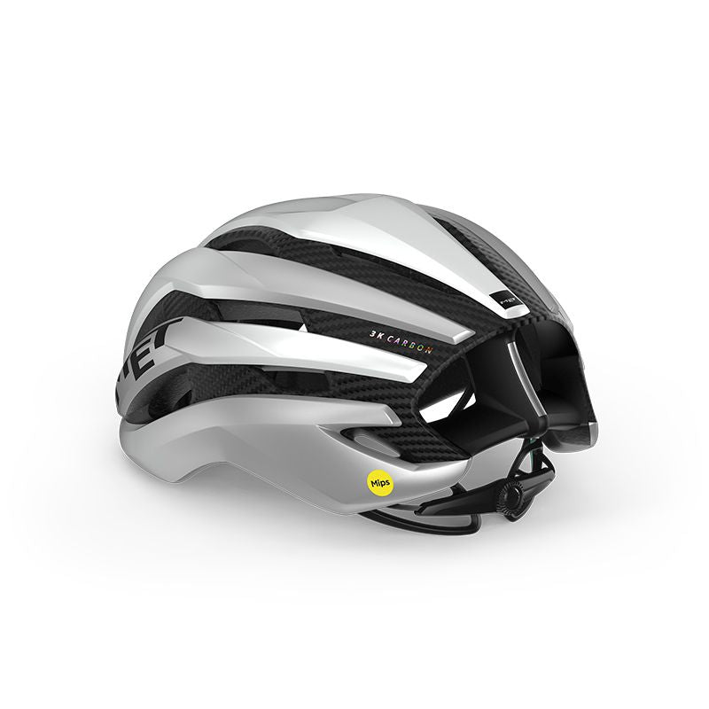 Casco Met Trenta 3K Carbon Mips Blanco/Plata Metalico #2