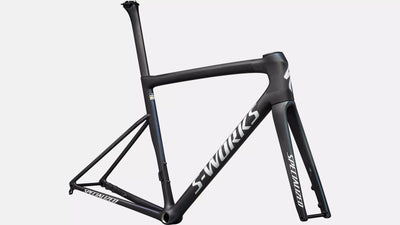 S-Works Tarmac SL8 Cuadro Carretera Specialized 2025 Satin Carbon/Cynan Blue/Silver-Blue Pearl/Metallic White Silver