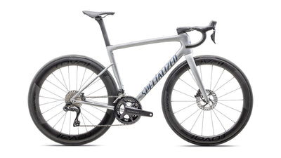 Bicicletas Carretera Tarmac SL8 Pro Ultegra Di2 Specialized 2025 Gloss Liquid Silver/Satin Blue Pearl Over Black Liquid Metal #2