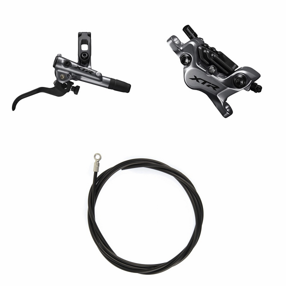 Kit Freno Disco Hidráulico Shimano XTR BR-M9120/BL-M9120 Trasero/Derecho Metal Aletas Sin Adaptador Latiguillo 1700mm Negro