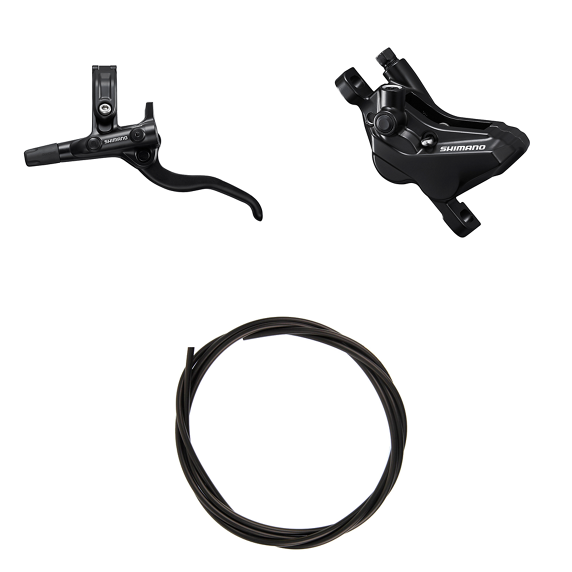 Kit Freno Disco Hidráulico Shimano Deore BR-MT420/BL-M4100 Delantero/Izquierdo Resina Sin Aletas/Adaptador Latiguillo 1000mm Negro