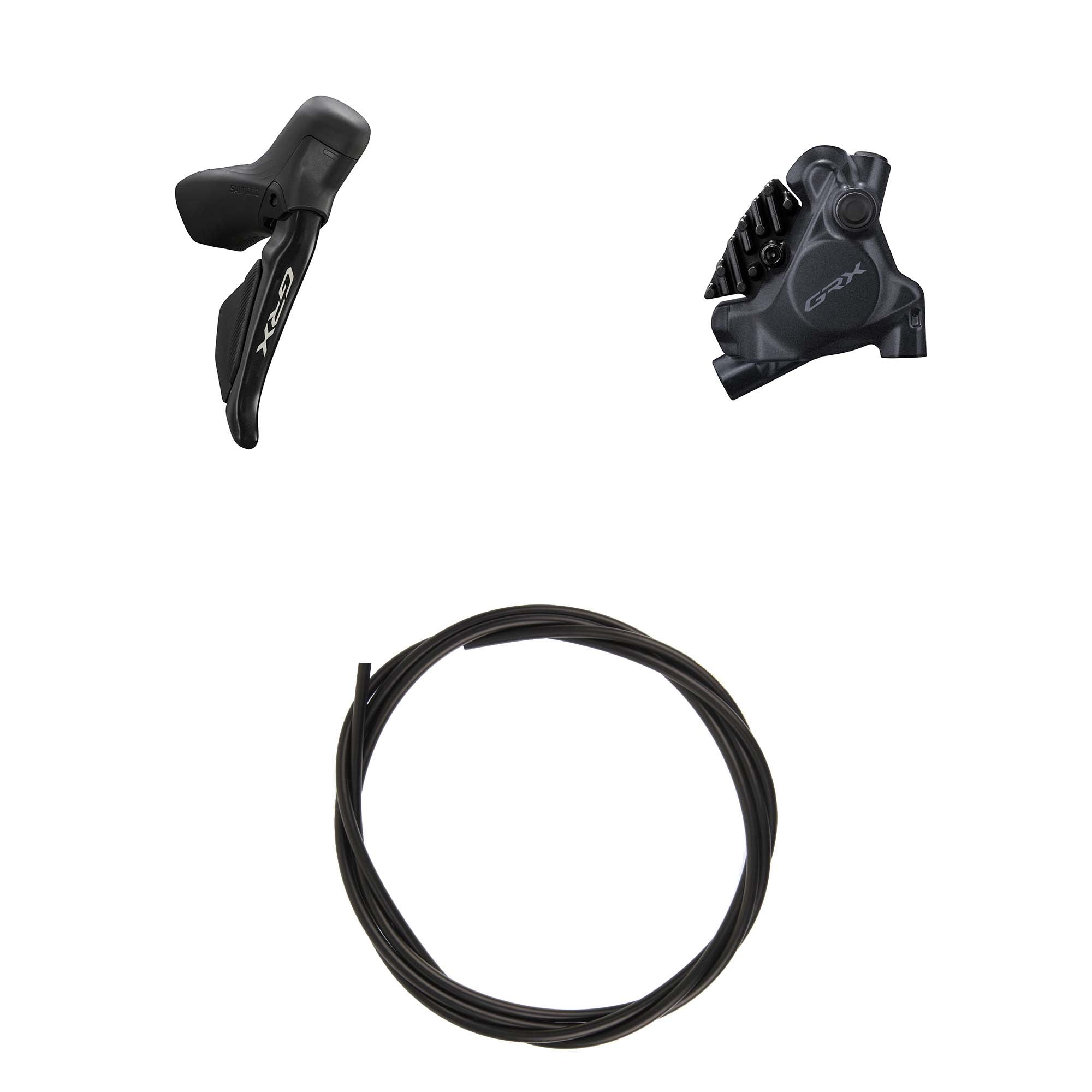 Kit Freno Disco Hidráulico Shimano GRX BR-RX410/ST-RX715 Trasero/Derecho Resina Aletas Sin Adaptador Latiguillo 1700mm Negro