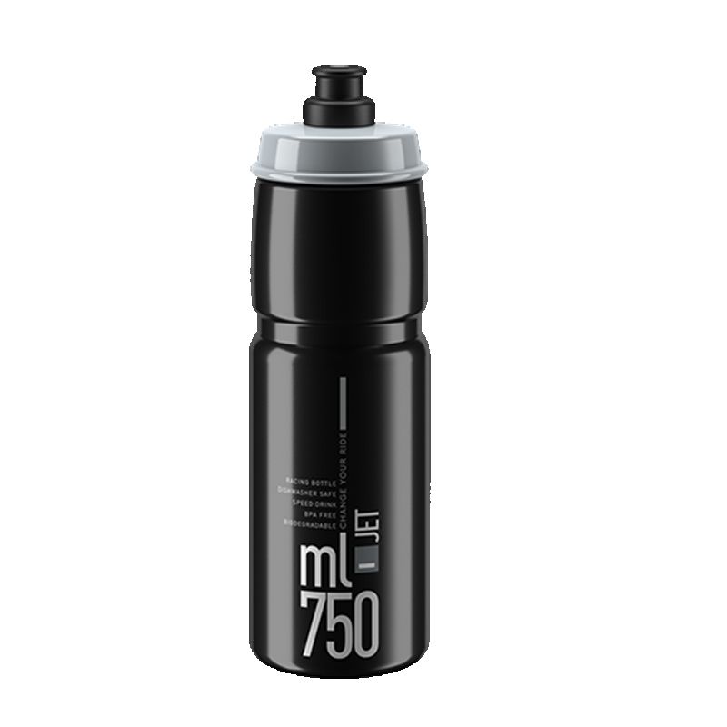 Bidon Elite Jet Plus Negro Logo Gris 750ml