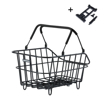 Cesta Trasera Basil Cento Placa MIK 2.0 39x24x15cm Aluminio Negro