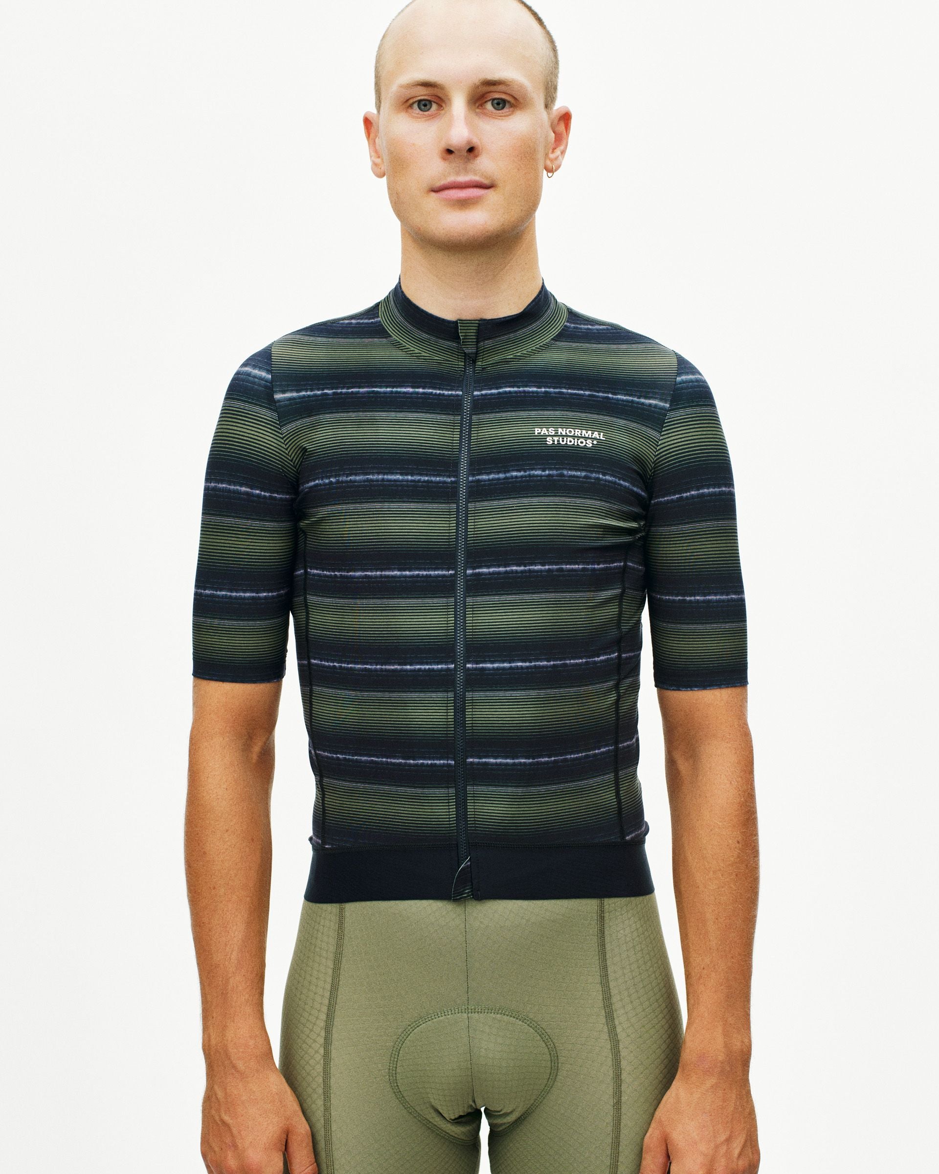 Maillot Manga Corta Pas Normal Studios Essential Hombre Light Olive Stripe #3
